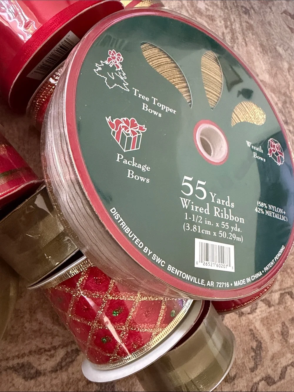 17-Roll Christmas Holiday Wired Ribbon Bundle Red Green Gold New